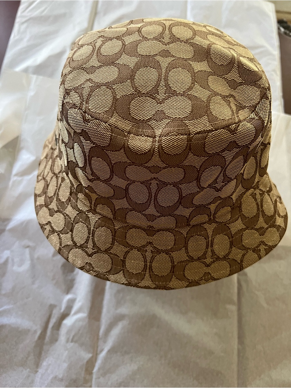 Coach Brown Signature Monogram Bucket Hat